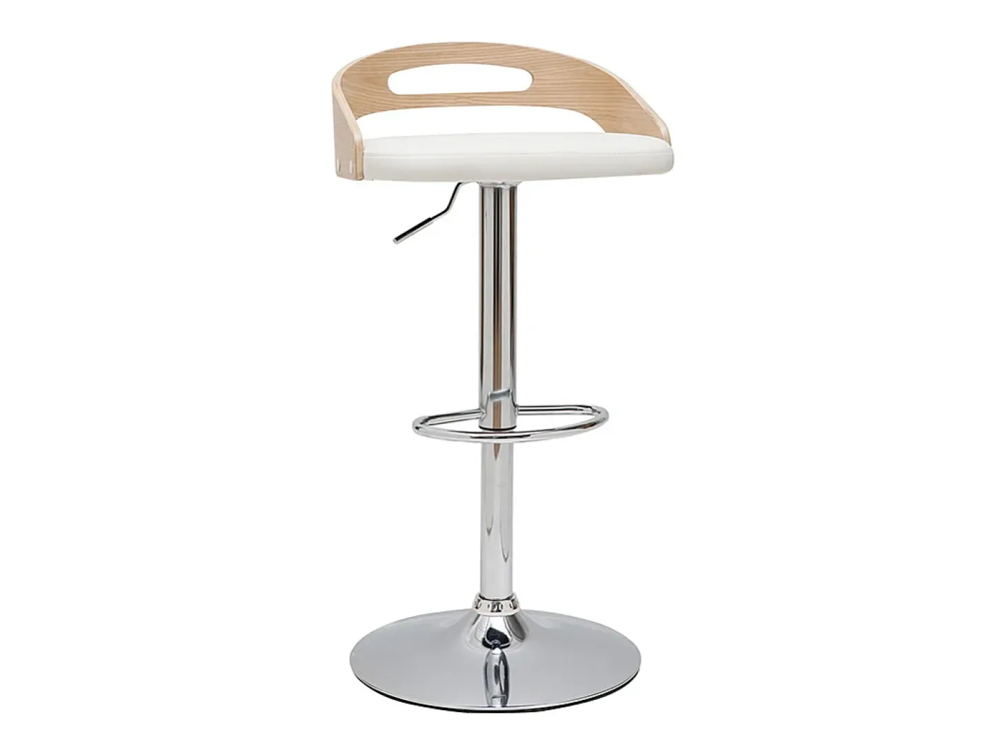 Taburete de bar regulable en altura moderno madera clara y blanco MANO
