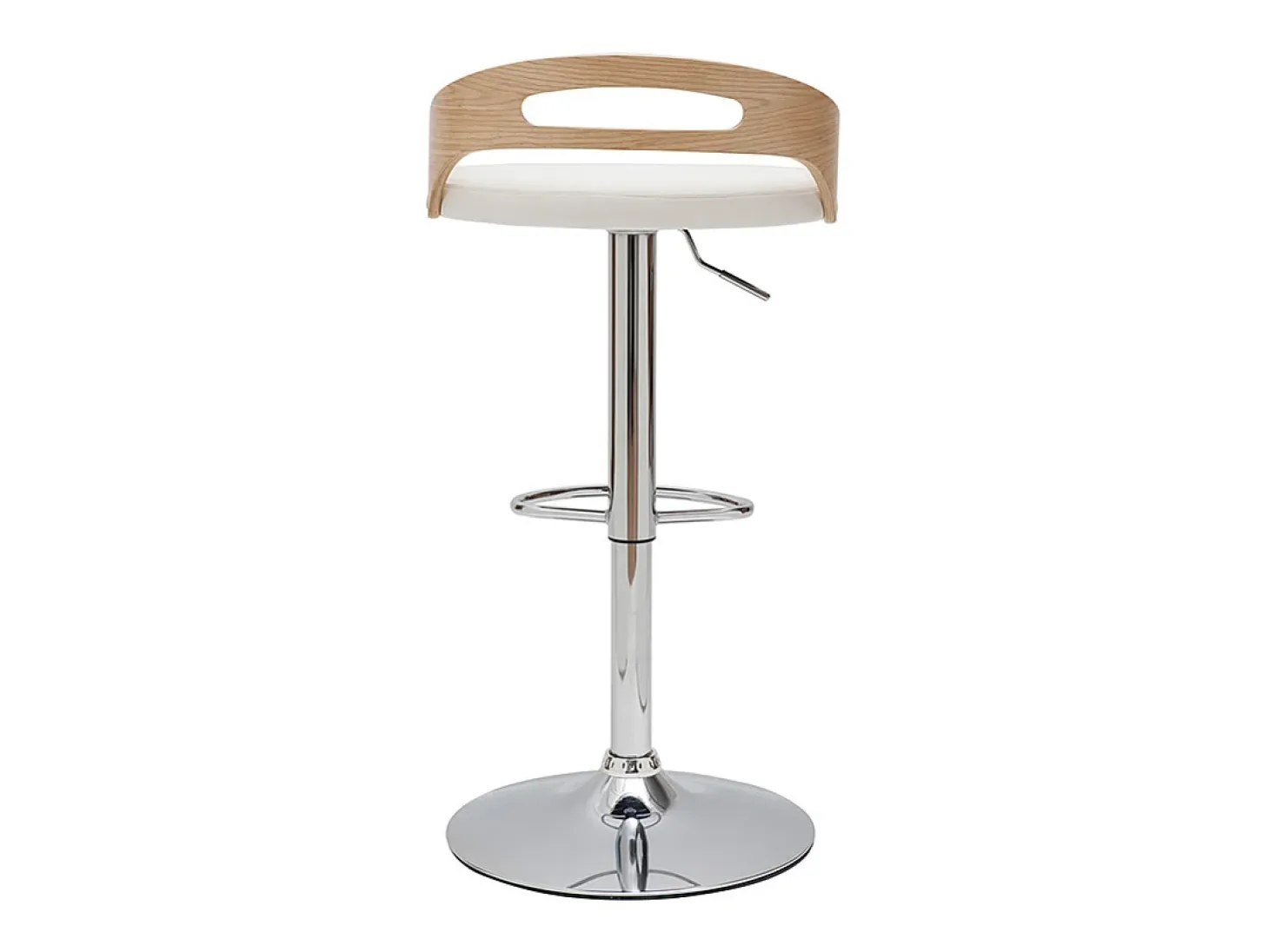 Taburete de bar regulable en altura moderno madera clara y blanco MANO