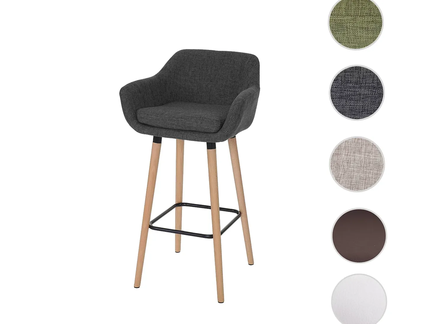 Taburete de bar Vaasa T381, textil, gris oscuro
