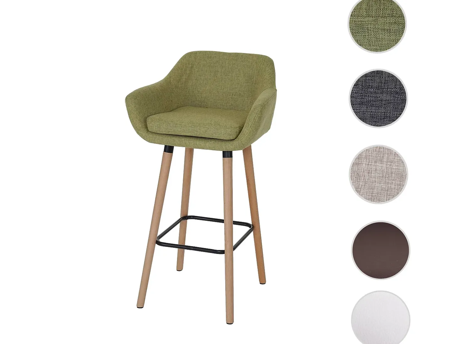 Taburete de bar Vaasa T381, textil, verde claro