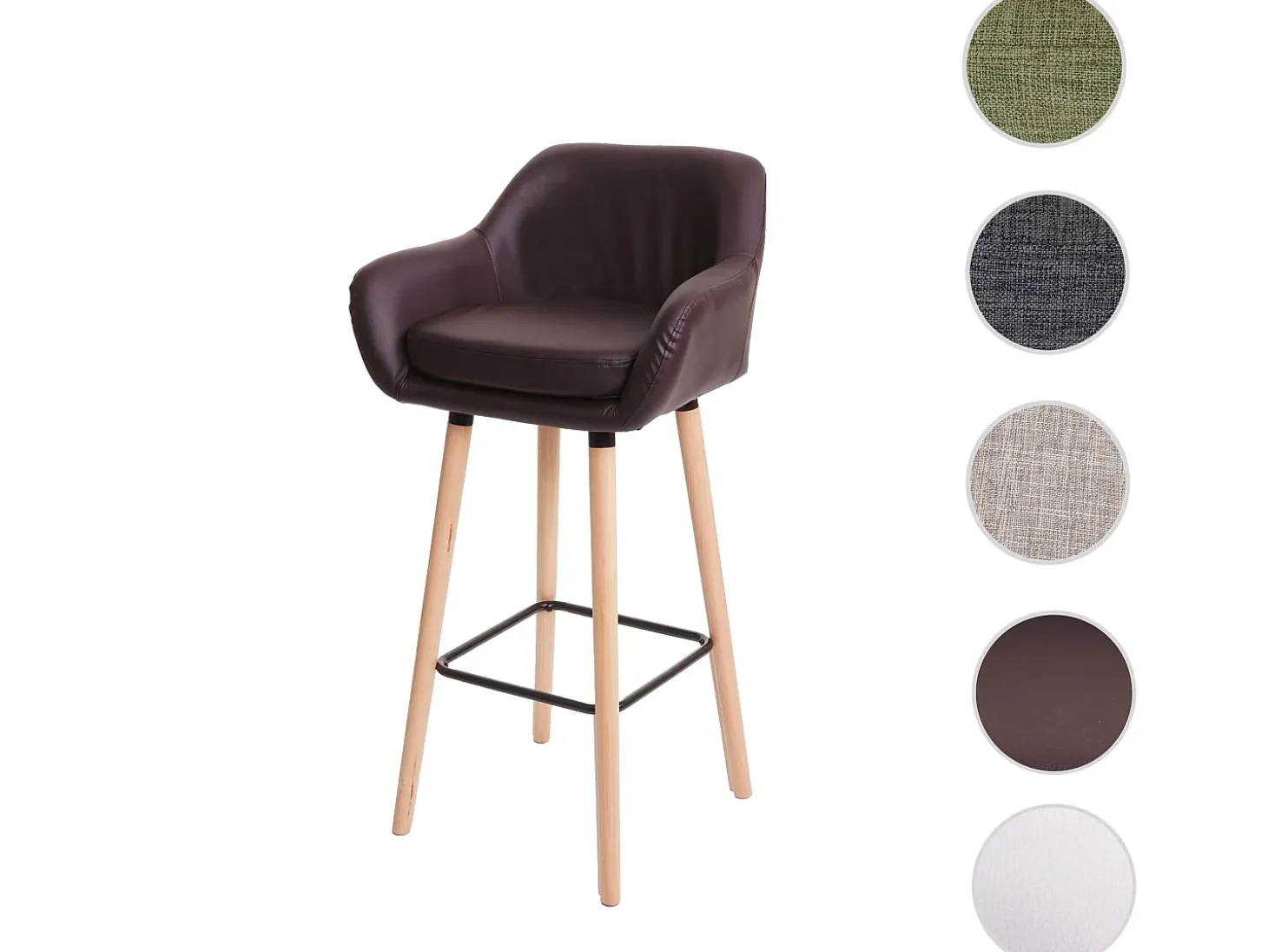 Taburete de bar Vaasa T381, imitación de cuero, marrón
