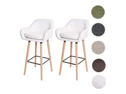 Taburete de bar Vaasa T381 (set de 2), polipiel, blanco