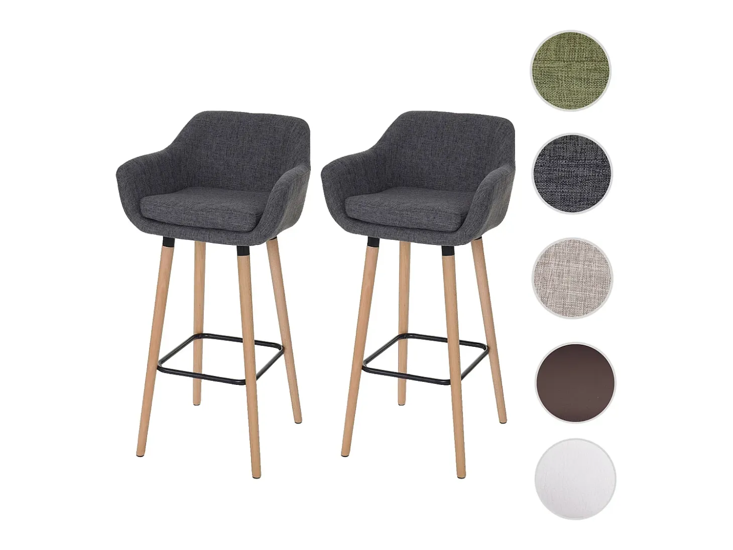 Taburete de bar Vaasa T381 (set de 2), textil, gris