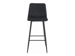 Taburete de bar Valora Pozza, terciopelo negro, patas negras