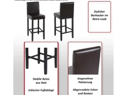 Taburete de bar Vicenza (set de 2), crema, patas claras