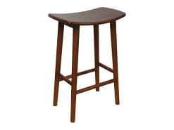 Taburete de bar vintage de madera de caucho, set de 2 nogal