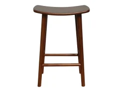 Taburete de bar vintage de madera de caucho, set de 2 nogal