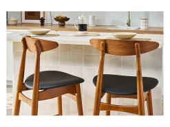 Taburete de bar vintage nogal y PU negro 65cm lote de 2 WALFORD