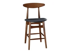 Taburete de bar vintage nogal y PU negro 65cm lote de 2 WALFORD