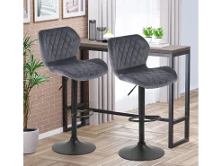 Taburete de barra de cocina ajustable moderno en tela de terciopelo Jersey. - Gris Oscuro
