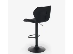 Taburete de barra de cocina ajustable moderno en tela de terciopelo Jersey. - Negro