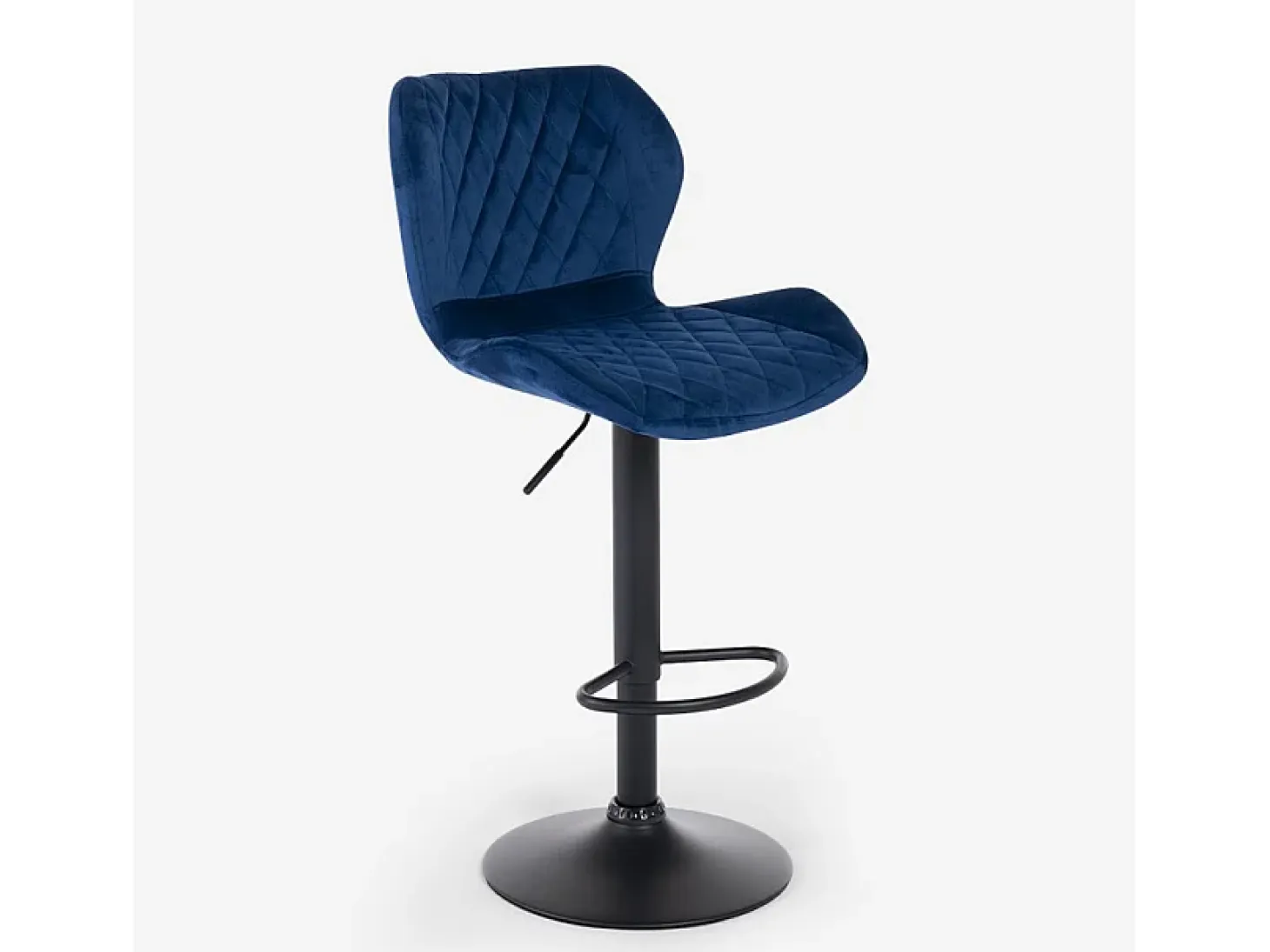Taburete de barra de cocina ajustable moderno en tela de terciopelo Jersey. - Azul Marino