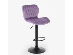 Taburete de barra de cocina ajustable moderno en tela de terciopelo Jersey. - Morado
