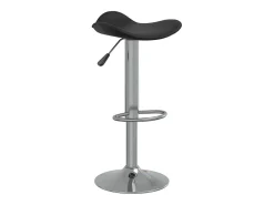 Taburete de cocina de acero cromado y cuero artificial negro