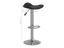 Taburete de cocina de acero cromado y cuero artificial negro