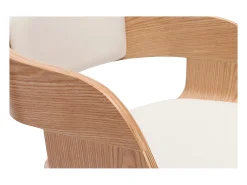 Taburete de cocina de diseño giratorio blanco con madera clara 67.5 cm GAO
