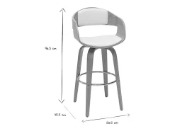 Taburete de cocina de diseño giratorio blanco con madera clara 67.5 cm GAO