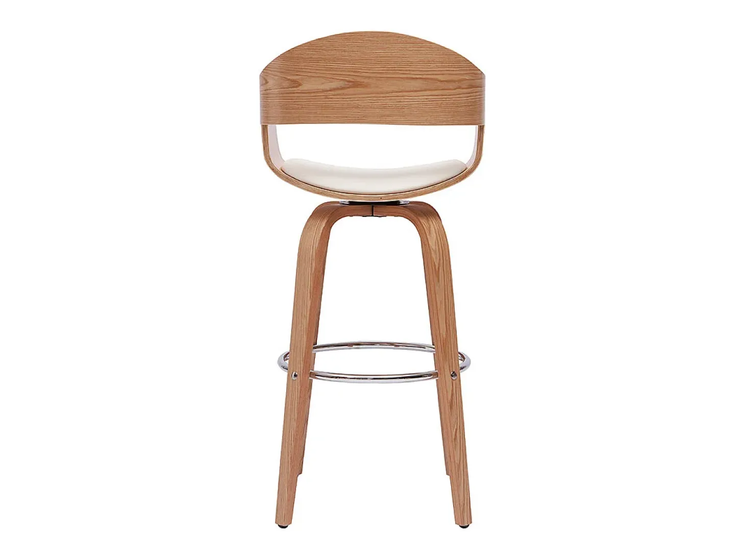 Taburete de cocina de diseño giratorio blanco con madera clara 67.5 cm GAO