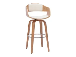 Taburete de cocina de diseño giratorio blanco con madera clara 67.5 cm GAO