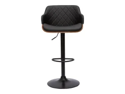 Taburete de cocina de diseño regulable negro con madera oscura LUCIEN