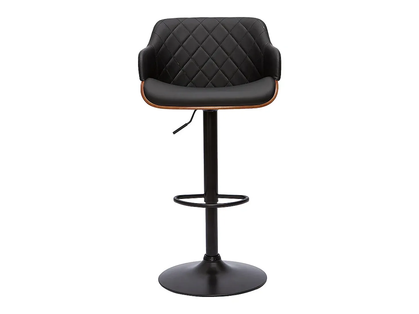 Taburete de cocina de diseño regulable negro con madera oscura LUCIEN