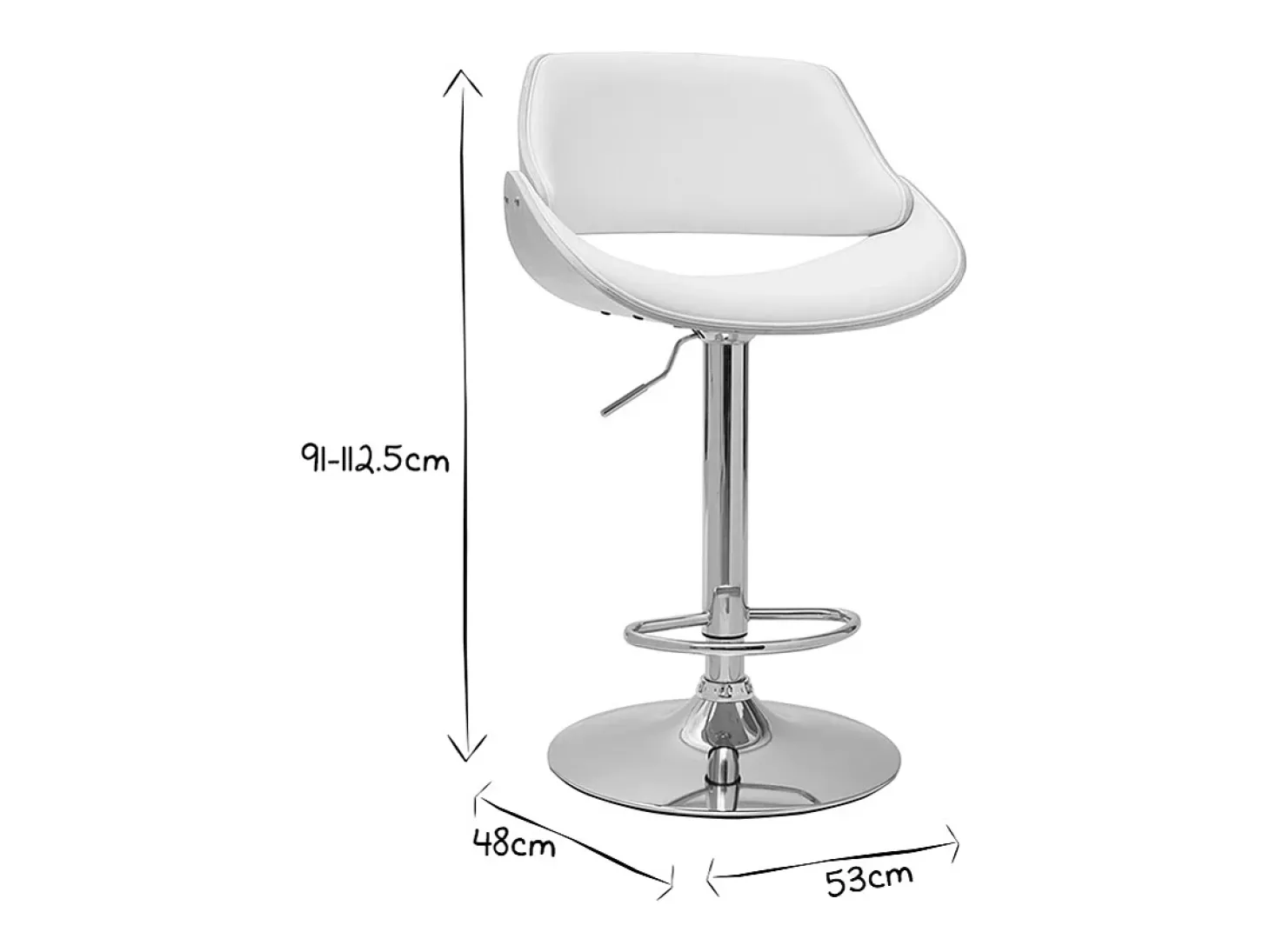 Taburete de cocina de diseño regulable blanco con tonos de madera clara CLASH