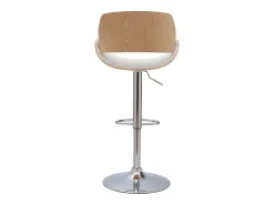 Taburete de cocina de diseño regulable blanco con tonos de madera clara CLASH