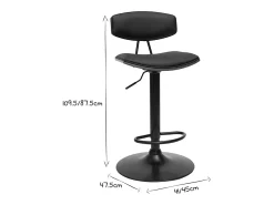 Taburete de cocina de diseño regulable negro con madera oscura VASCO