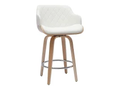 Taburete de cocina de madera clara y blanco 65 cm LUCIEN