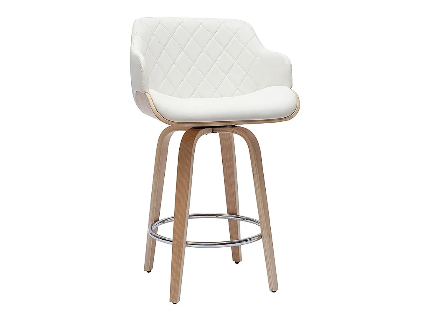 Taburete de cocina de madera clara y blanco 65 cm LUCIEN