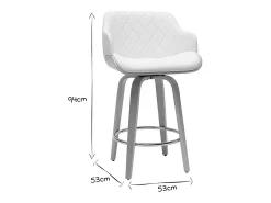 Taburete de cocina de madera clara y blanco 65 cm LUCIEN