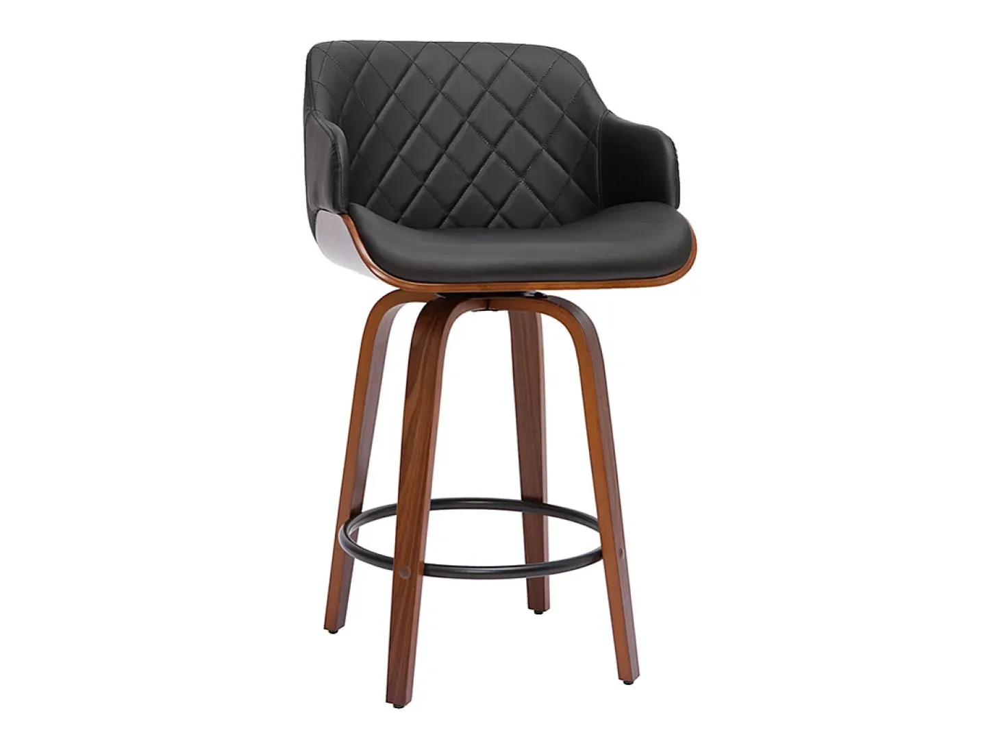 Taburete de cocina de madera oscura y negro 65 cm LUCIEN