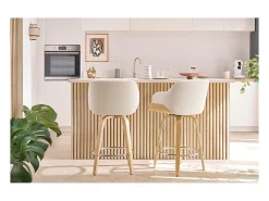 Taburete de cocina de madera oscura y negro 65 cm LUCIEN