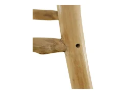 Taburete de cocina de piel de cabra y madera de teca maciza