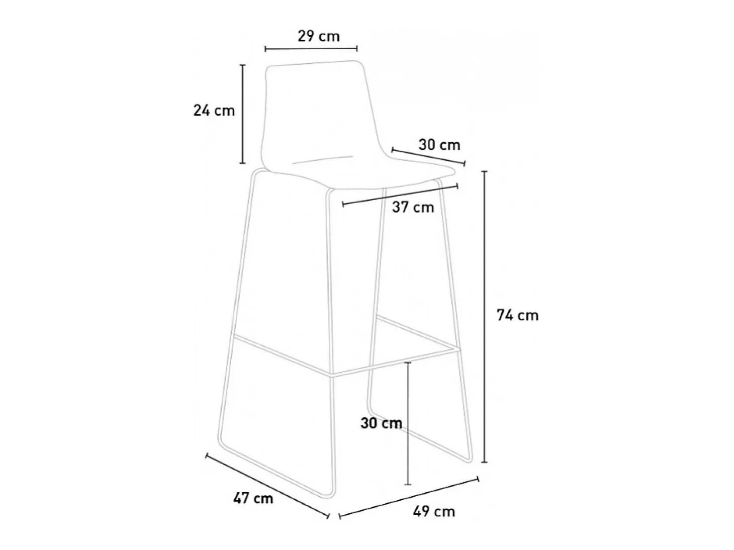 Taburete de Cocina Grand Soleil Design 74 cm Imola Slitta Cromado - Negro