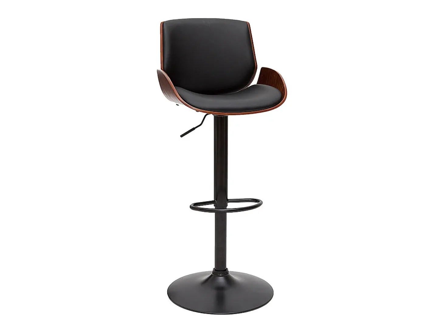 Taburete de cocina regulable negro con madera oscura VESPER