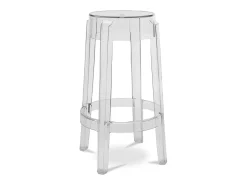 Taburete de diseño LOUIVA en policarbonato transparente - Altura asiento 47, 65 o 75 cm-Transparente-Altura 75 cm