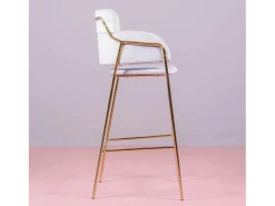 Taburete de diseño tapizado en terciopelo y patas doradas - Cruiser - Gris