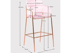 Taburete de diseño tapizado en terciopelo y patas doradas - Cruiser - Gris