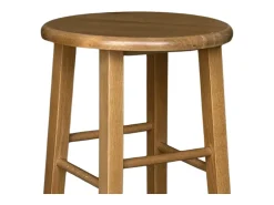 Taburete de madera con asiento redondo h 68 nogal claro patas rectas