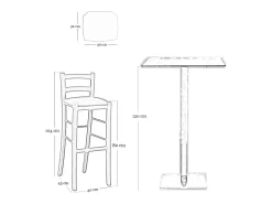 Taburete de madera lacada en blanco con asiento de símil piel azul h 80 cm