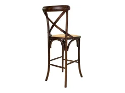 Taburete De Madera Y Asiento De Ratan