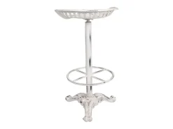 Taburete De Madera Y Metal Lacado En Blanco