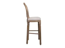 Taburete De Madera Y Tapizado Crema