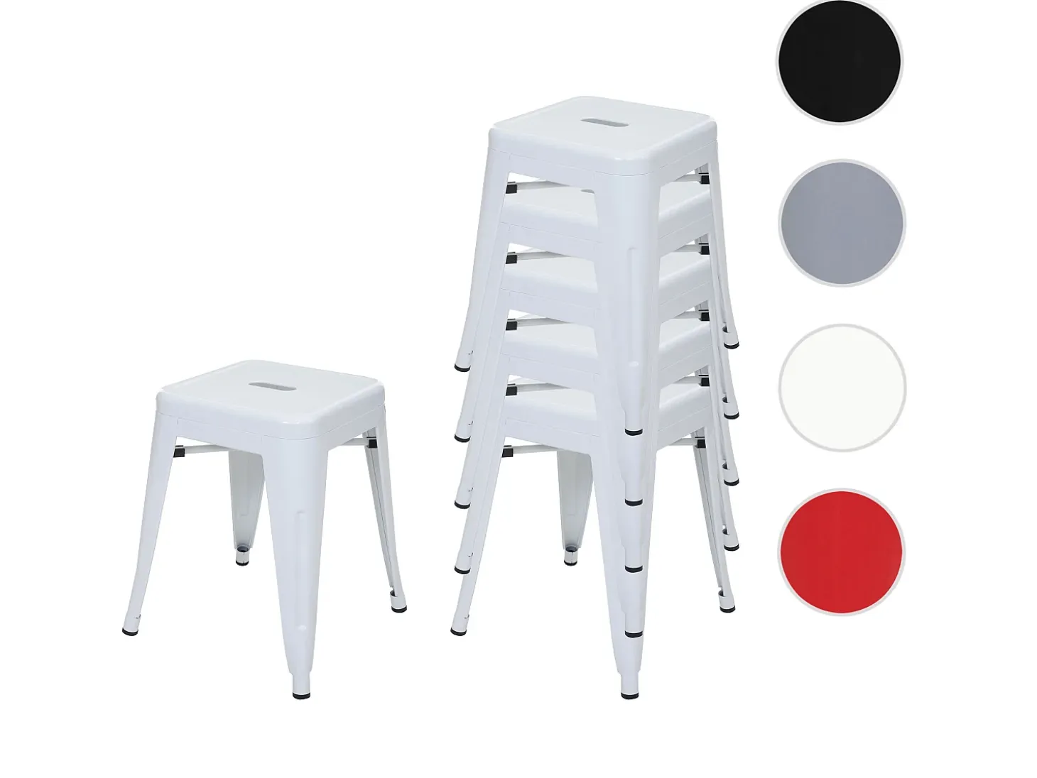 Taburete de metal MCW-A73 (juego de 6), blanco