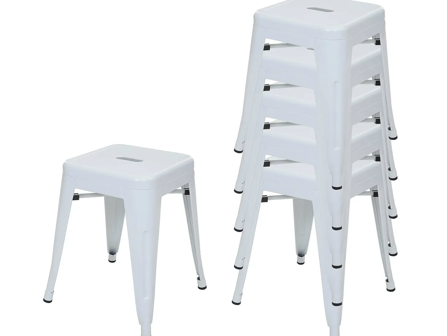 Taburete de metal MCW-A73 (juego de 6), blanco