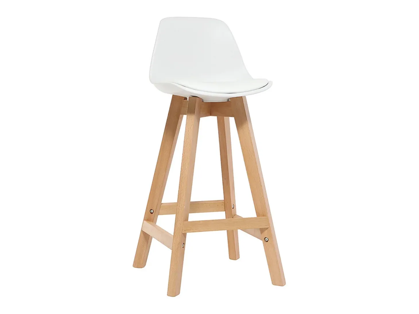 Taburete diseño blanco y madera 65cm lote dos MINI PAULINE