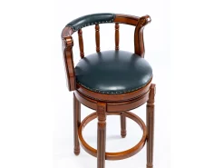 Taburete giratorio de bar - Asiento de piel azul - Color nogal 54,8 x 54,8 x 66 cm