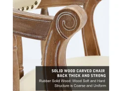 Taburete giratorio de bar - Asiento de piel blanca - Color madera 54,8 x 54,8 x 66 cm