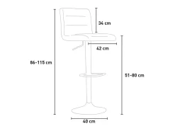 Taburete giratorio moderno de cuero sintético para barra de cocina Pomona - Gris